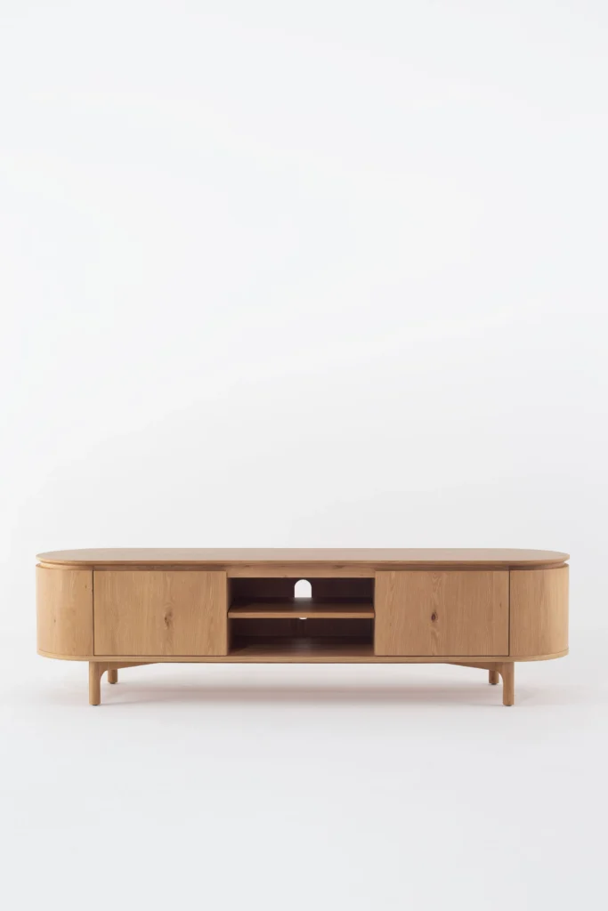 Orbique Natural Wooden TV Unit